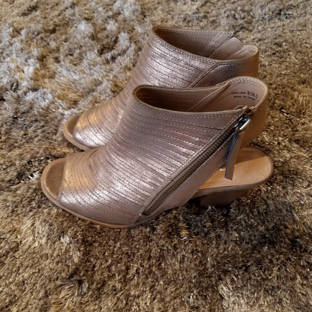 Chinese Laundry bronze open toe booties